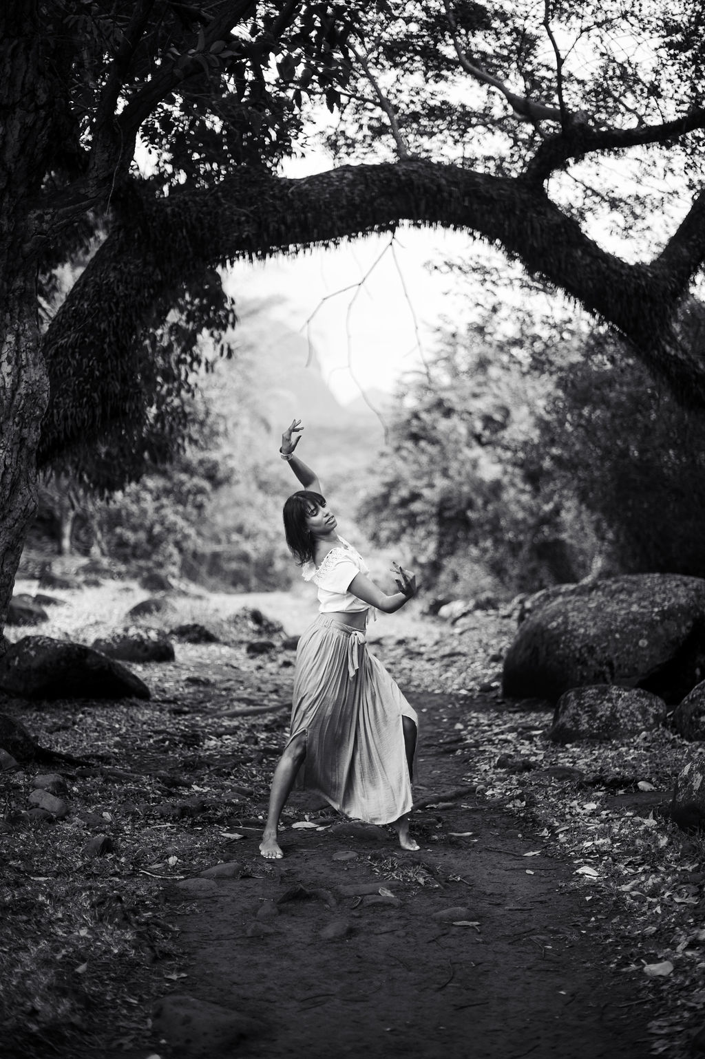 shooting d'une danseuse, photo en noir et blanc